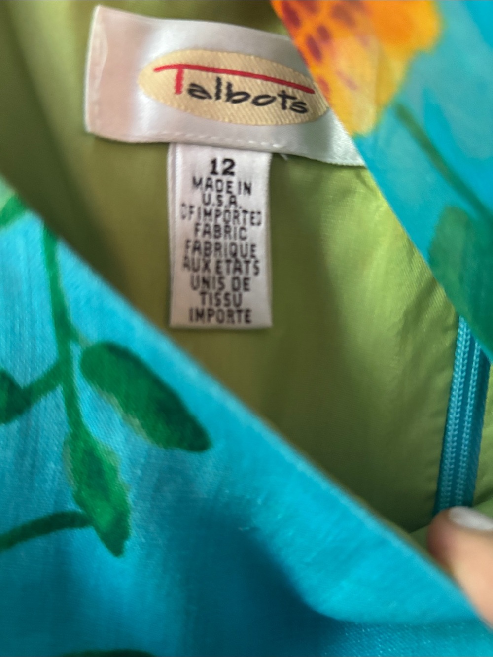 Talbots Turquoise Floral Shift Dress with matching silk scarf - Picture 8 of 8